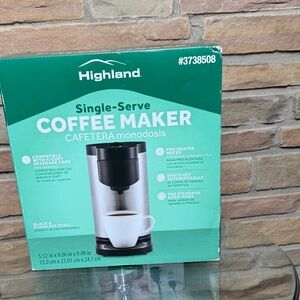 NIB Highland Single-Serve Coffee Maker - Black and Silver purchased from Lowe’s